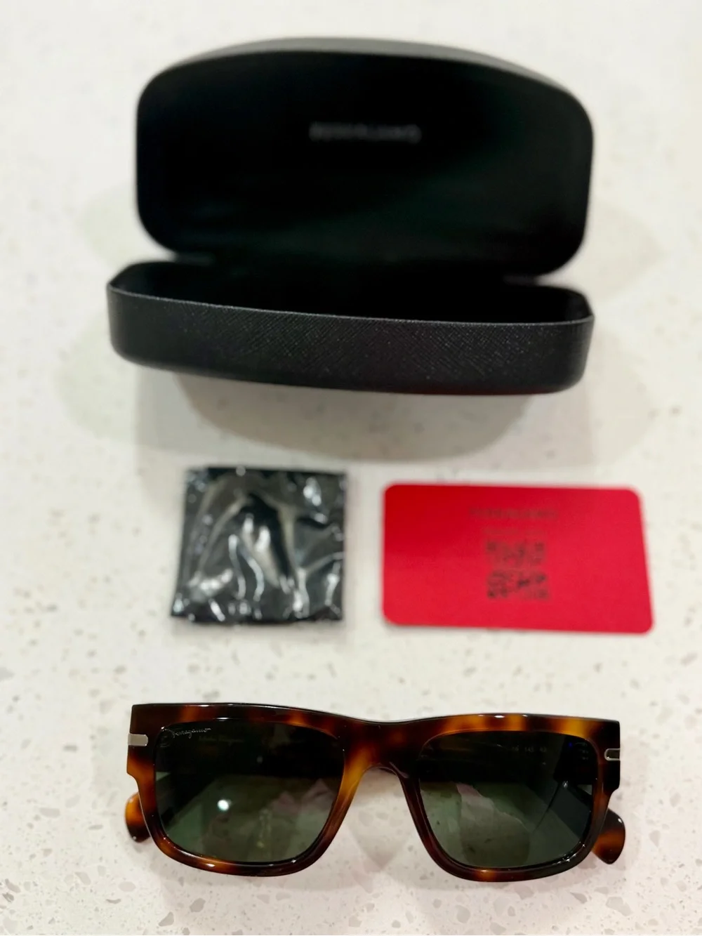 Salvatore Ferragamo Brown Tortoise Square Sunglasses with Black Lenses